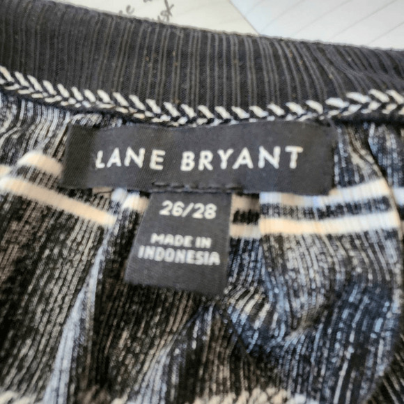 Lane Bryant Black and White Stripe Textured Long Sleeve Top 26/28 NWT (3604) - Picture 3 of 7